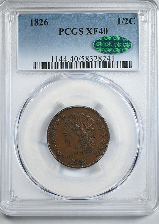 1826 Classic Head Half Cent 1/2C PCGS XF40 CAC