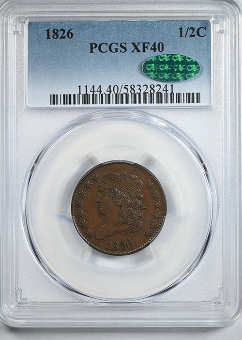 1826 Classic Head Half Cent 1/2C PCGS XF40 CAC
