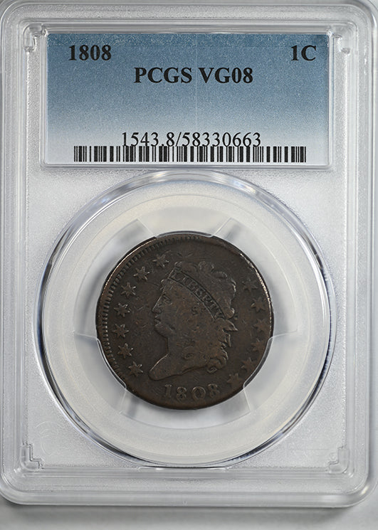 1808 Classic Head Large Cent 1C PCGS VG08