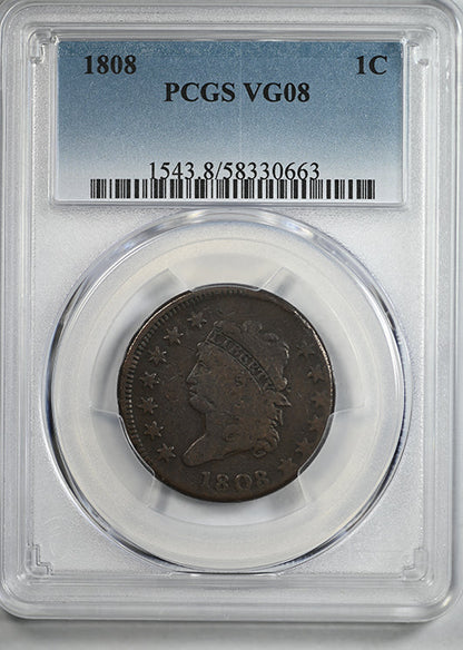 1808 Classic Head Large Cent 1C PCGS VG08