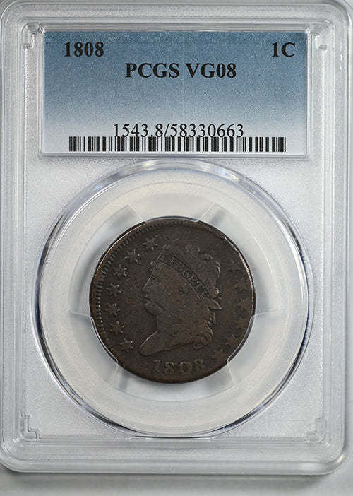 1808 Classic Head Large Cent 1C PCGS VG08