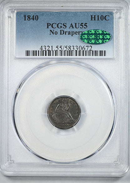 1840 Liberty Seated Half Dime H10C PCGS AU55 CAC - No Drapery