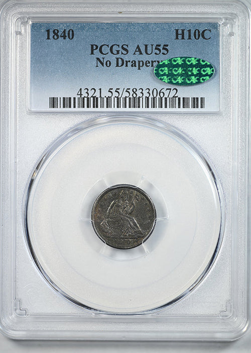 1840 Liberty Seated Half Dime H10C PCGS AU55 CAC - No Drapery