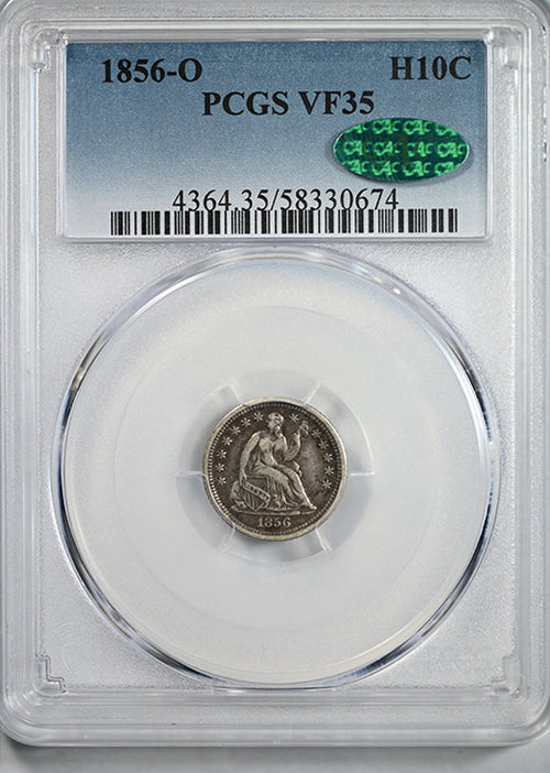 1856-O Liberty Seated Half Dime H10C PCGS VF35 CAC