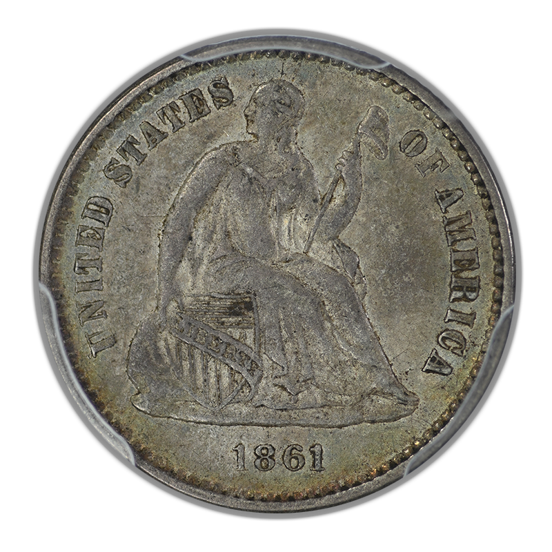 1861 Liberty Seated Half Dime H10C PCGS AU53 CAC