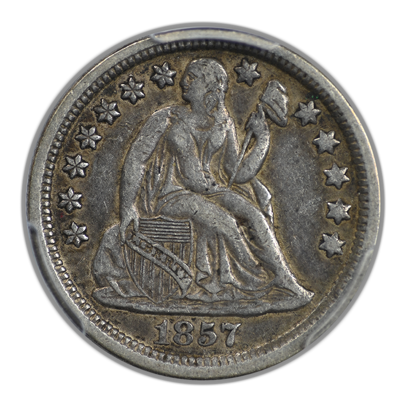 1857 Liberty Seated Dime 10C PCGS XF40 CAC