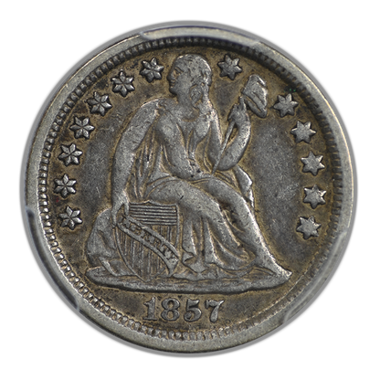 1857 Liberty Seated Dime 10C PCGS XF40 CAC