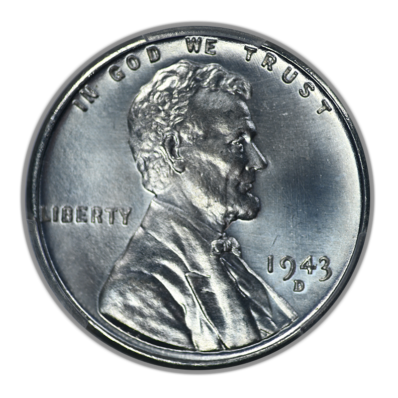 1943-D Steel Lincoln Wheat Cent 1C PCGS MS67+ CAC