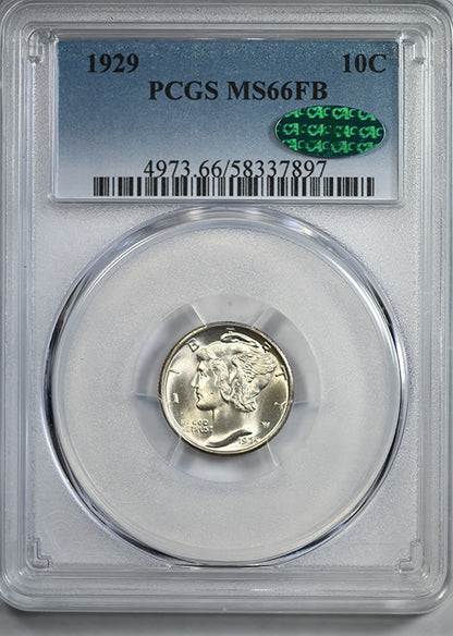 1929 Mercury Dime 10C PCGS MS66FB CAC - Full Bands