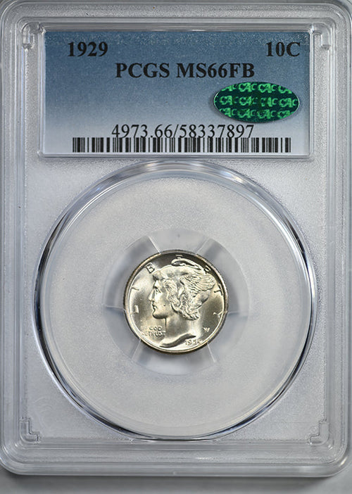 1929 Mercury Dime 10C PCGS MS66FB CAC - Full Bands