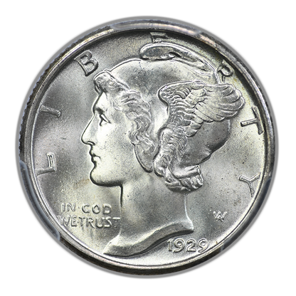 1929 Mercury Dime 10C PCGS MS66FB CAC - Full Bands