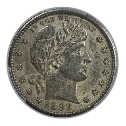 1892-O Barber Quarter 25C PCGS AU55 CAC