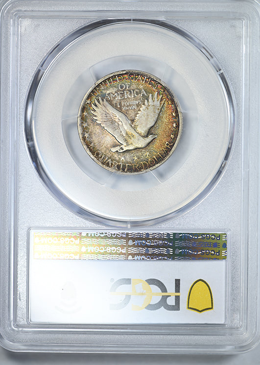 1930-S Standing Liberty Quarter 25C PCGS VF20 CAC - RAINBOW TONED!