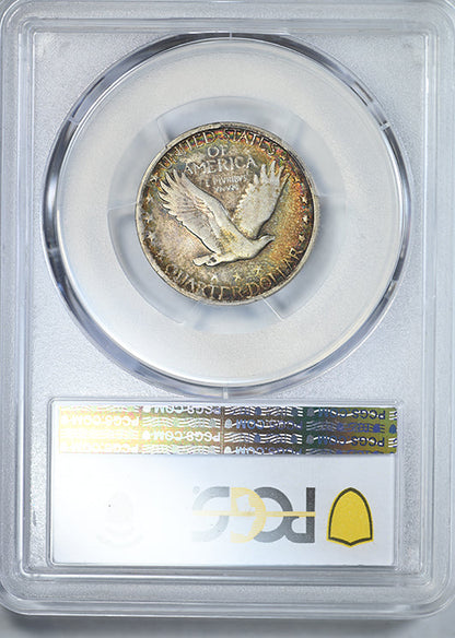 1930-S Standing Liberty Quarter 25C PCGS VF20 CAC - RAINBOW TONED!