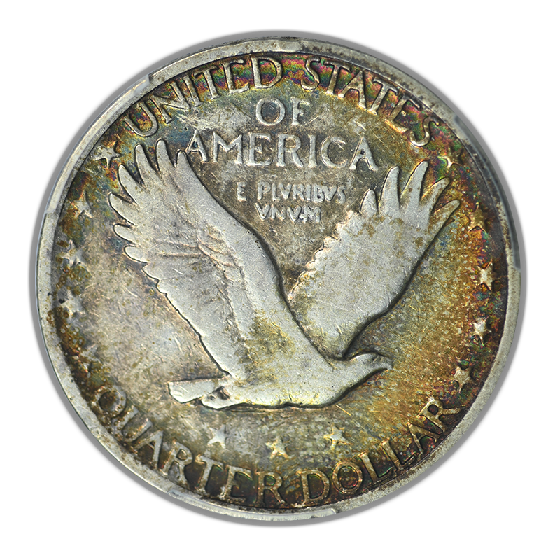 1930-S Standing Liberty Quarter 25C PCGS VF20 CAC - RAINBOW TONED!