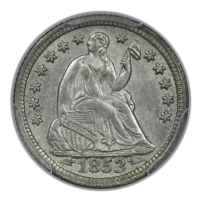 1853 Liberty Seated Half Dime H10C PCGS MS64+ CAC - Arrows