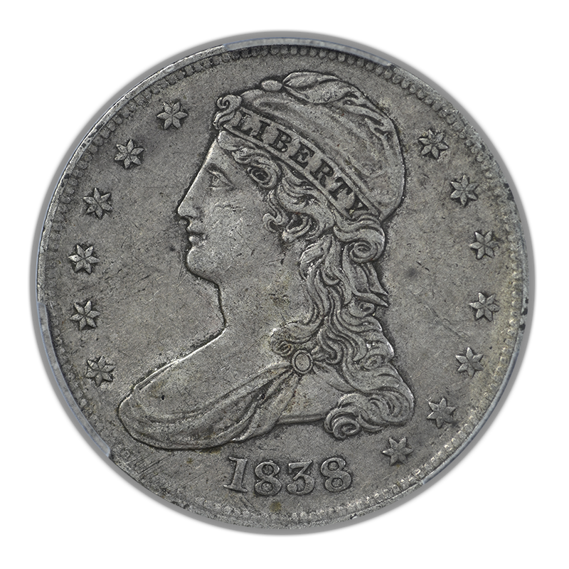1838 Capped Bust Half Dollar 50C PCGS XF45 CAC