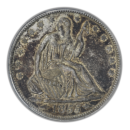 1855 Liberty Seated Half Dollar 50C PCGS AU58 CAC - Arrows