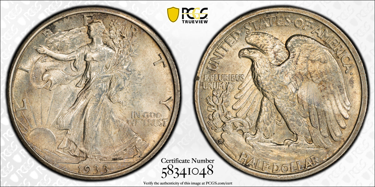 1933-S Walking Liberty Half Dollar 50C PCGS MS62