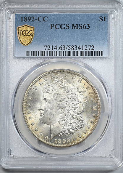 1892-CC Morgan Dollar $1 PCGS MS63