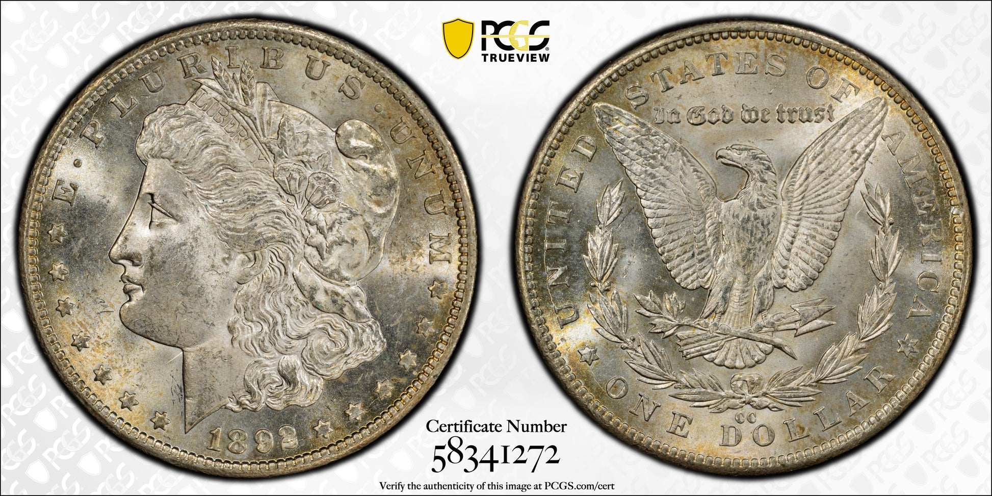 1892-CC Morgan Dollar $1 PCGS MS63