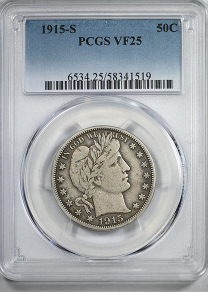 1915-S Barber Half Dollar 50C PCGS VF25