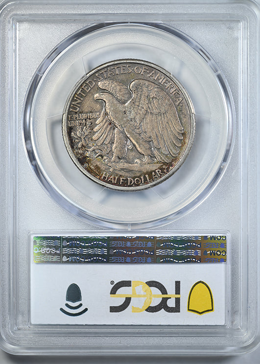 1941-D Walking Liberty Half Dollar 50C PCGS XF45 CAC - RAINBOW TONED!