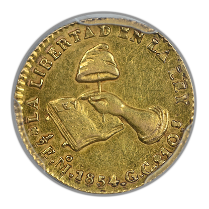 1854-Mo GC Mexico Gold 1/2E Escudo PCGS AU55