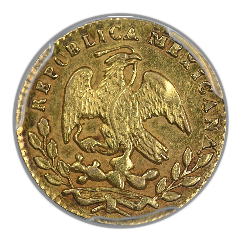1854-Mo GC Mexico Gold 1/2E Escudo PCGS AU55