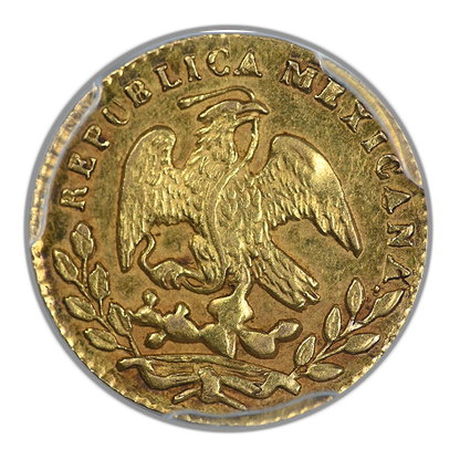 1854-Mo GC Mexico Gold 1/2E Escudo PCGS AU55