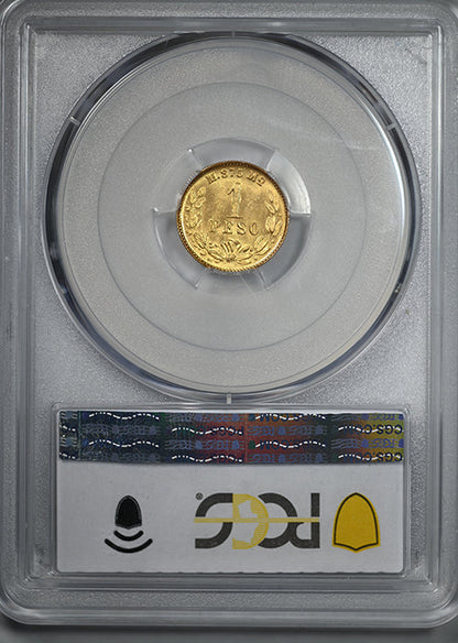 1902-Mo M Mexico Gold G1P Peso PCGS MS65 KM-410.5 Large Date Au