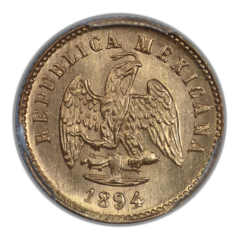 1894/3-Mo M Mexico Gold G1P Peso PCGS MS65 KM-410.5 Au