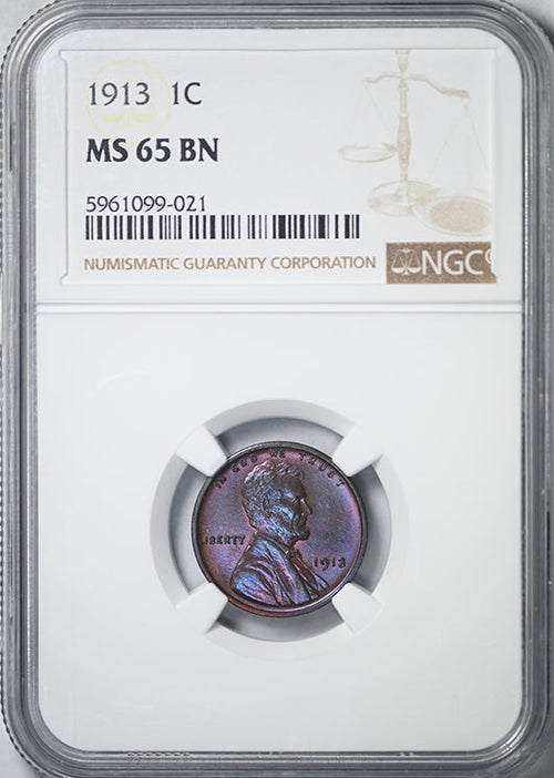 1913 Lincoln Wheat Cent 1C NGC MS65BN - TONED!