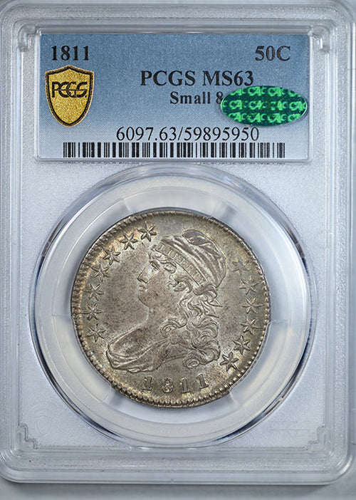 1811 Capped Bust Half Dollar 50C PCGS MS63 CAC - Small 8