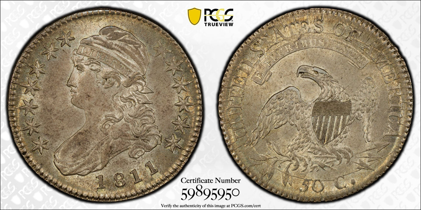1811 Capped Bust Half Dollar 50C PCGS MS63 CAC - Small 8