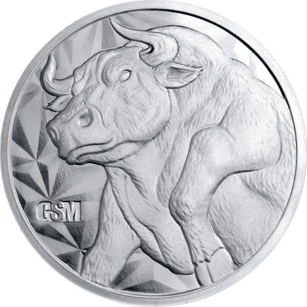 5 OZ SILVER ROUND BULL AND BEAR GOLDEN STATE MINT