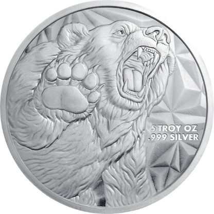 5 OZ SILVER ROUND BULL AND BEAR GOLDEN STATE MINT