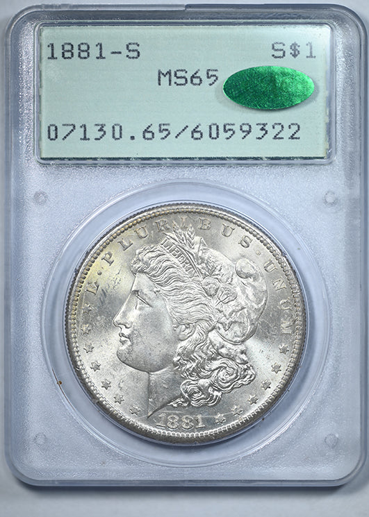 1881-S Morgan Dollar $1 PCGS Rattler MS65 CAC