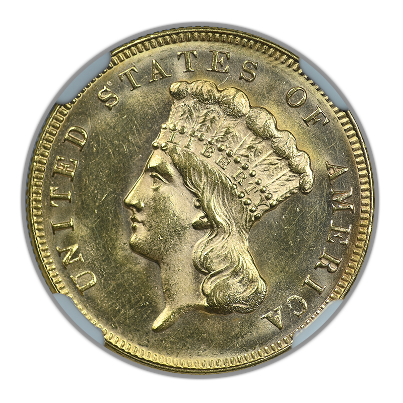 1874 Indian Princess Gold Three Dollar Piece $3 NGC MS62