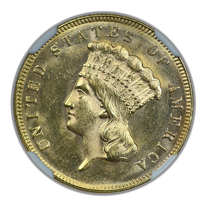 1874 Indian Princess Gold Three Dollar Piece $3 NGC MS62