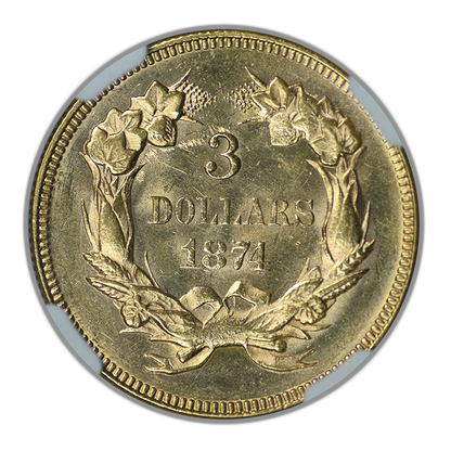 1874 Indian Princess Gold Three Dollar Piece $3 NGC MS62