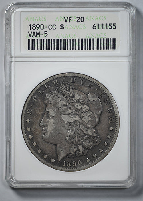 1890-CC Morgan Dollar $1 ANACS Soapbox VF20 VAM-5