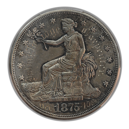 1875-S Trade Dollar T$1 PCGS Genuine AU Detail - Engraved