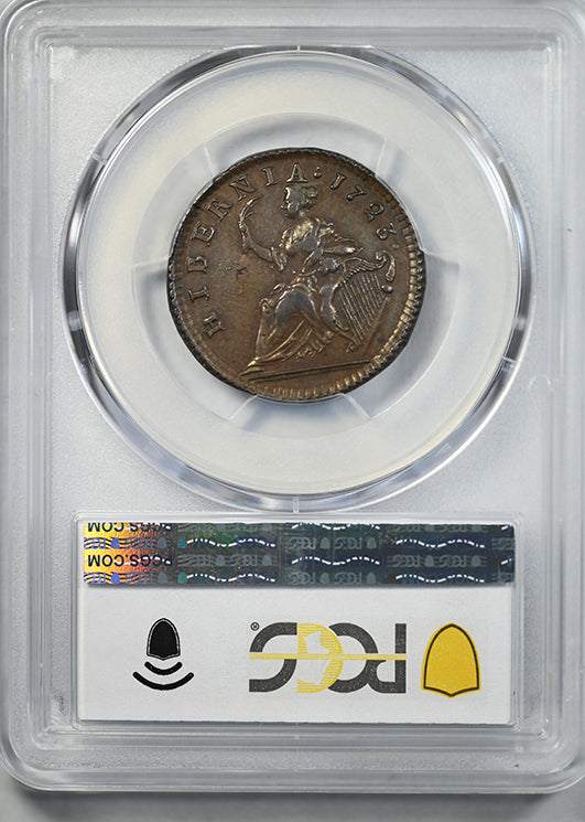 1723 Hibernia Colonial Half Penny 1/2P PCGS AU50 - TONED!