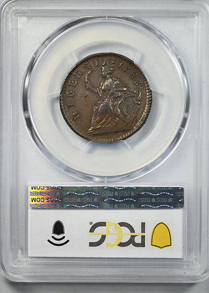 1723 Hibernia Colonial Half Penny 1/2P PCGS AU50 - TONED!