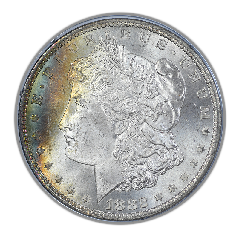 1882-CC Morgan Dollar $1 PCGS Rattler MS64 CAC - TONED!