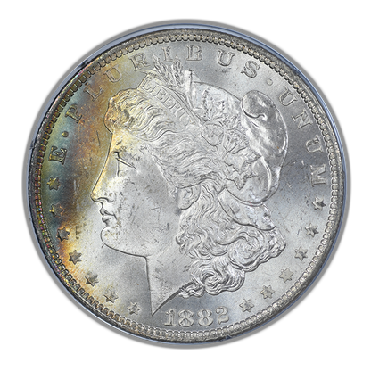 1882-CC Morgan Dollar $1 PCGS Rattler MS64 CAC - TONED!