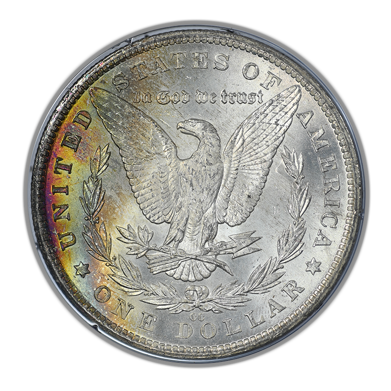 1882-CC Morgan Dollar $1 PCGS Rattler MS64 CAC - TONED!
