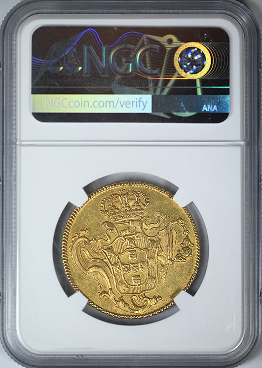 1758 B Brazil Gold 6400R Reis NGC AU58