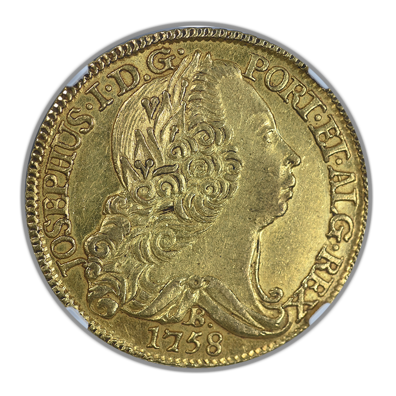 1758 B Brazil Gold 6400R Reis NGC AU58